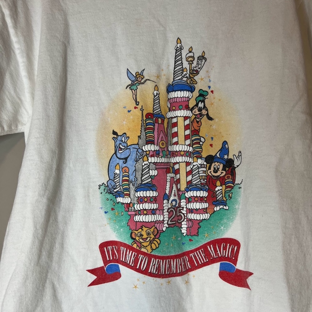 Vintage Disney 25th Anniversary Cake Castle Double Sided T-Shirt Kids 10-12 M - Picture 3 of 8